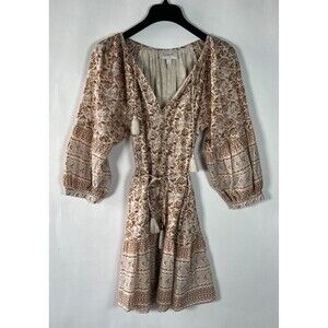 Anthropologie Cleobella Peasant Dress Size Medium Floral Puff Sleeve Boho